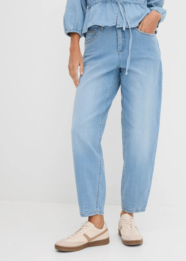 High waist barrel jeans, cropped lichtblauw denim used | Bonprix NL (Influencer)