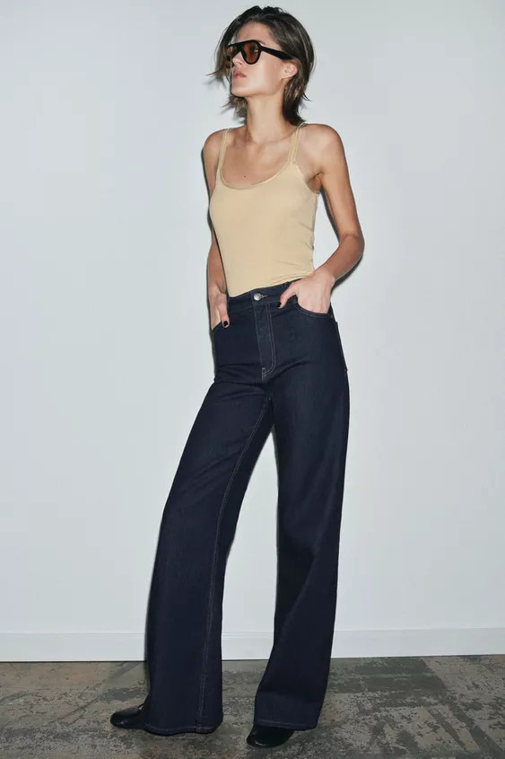 ZW COLLECTION WIDE-LEG HIGH-WAIST JEANS | Zara UK