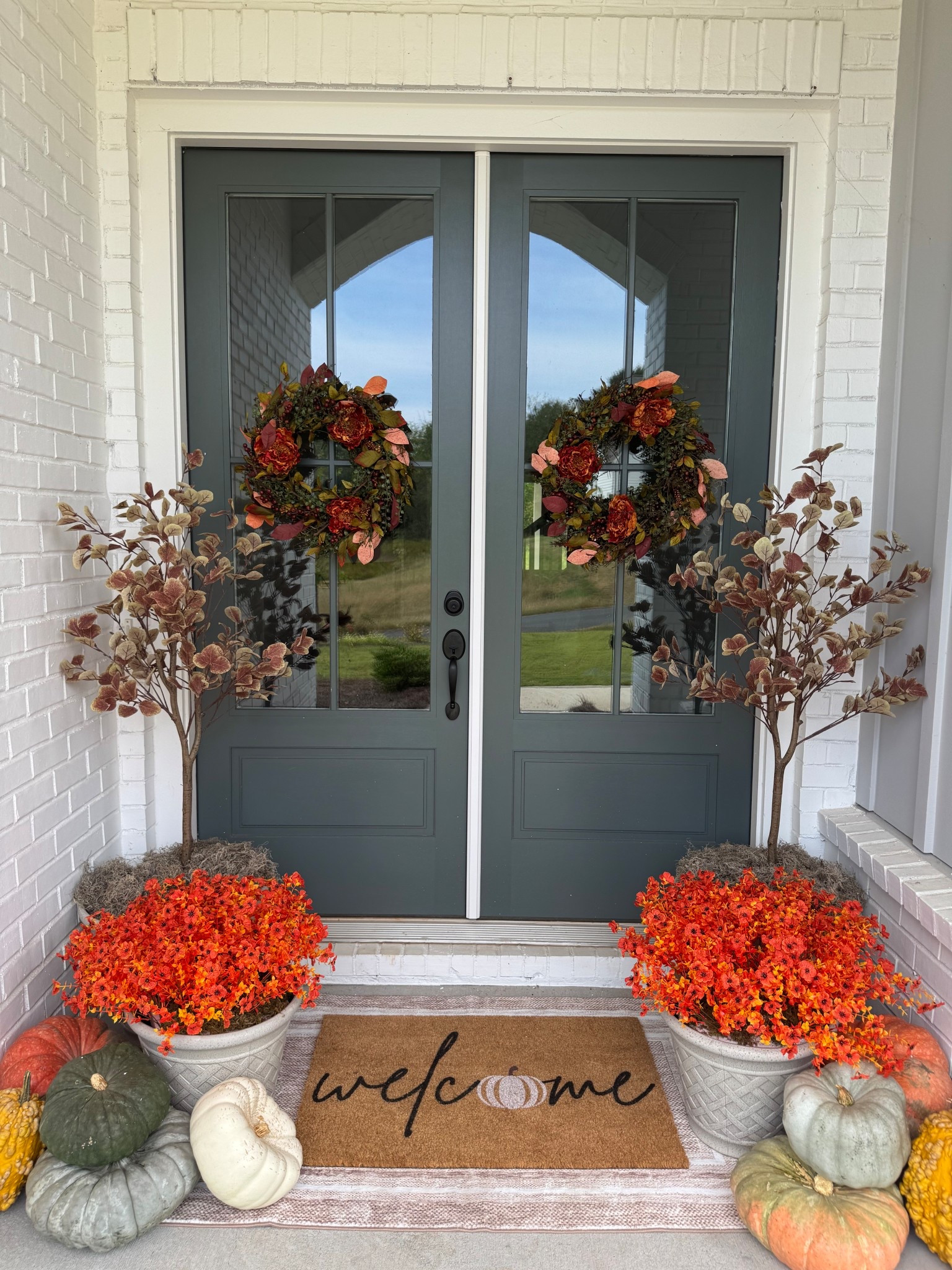 Isn’t this front porch SO dreamy🍂 These wreaths and this fall doormat from @etsy are the perfect touches! I love finding talented small businesses to support especially for seasonal decor! Use code: LTKFALL2025 for 20% off for first time buyers & grab all of the cozy fall home items! #ad #EtsyPartner #Etsy #EtsyCreatorCo @etsy 

#LTKSeasonal #LTKFallSale #LTKHome