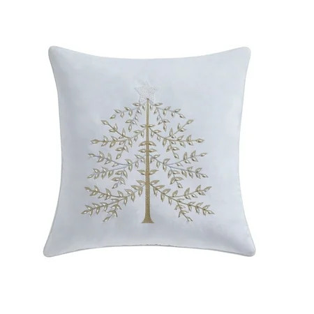 My Texas House Margaret 20" x 20" Ivory Velvet Embellished Tree Decorative Pillow | Walmart (US)