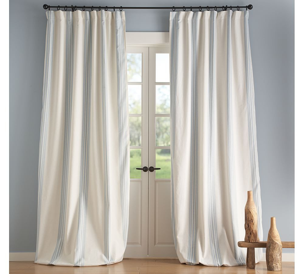 Riviera Striped Linen Cotton Curtain | Pottery Barn (US)