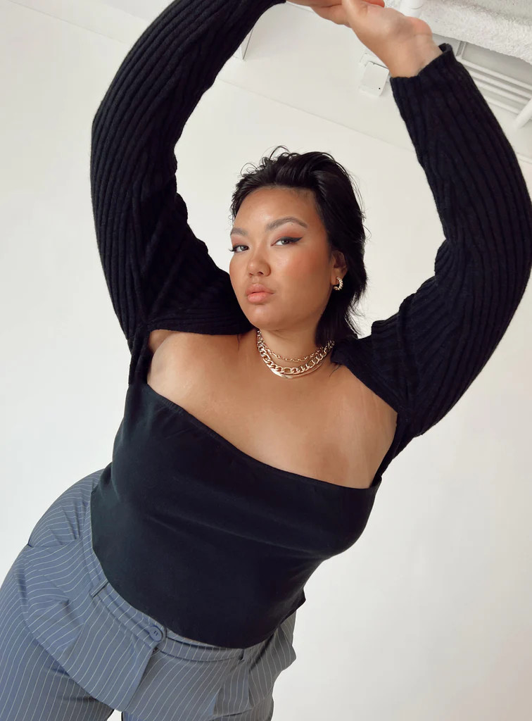 Aytan Bolero Sweater Black Curve | Princess Polly US