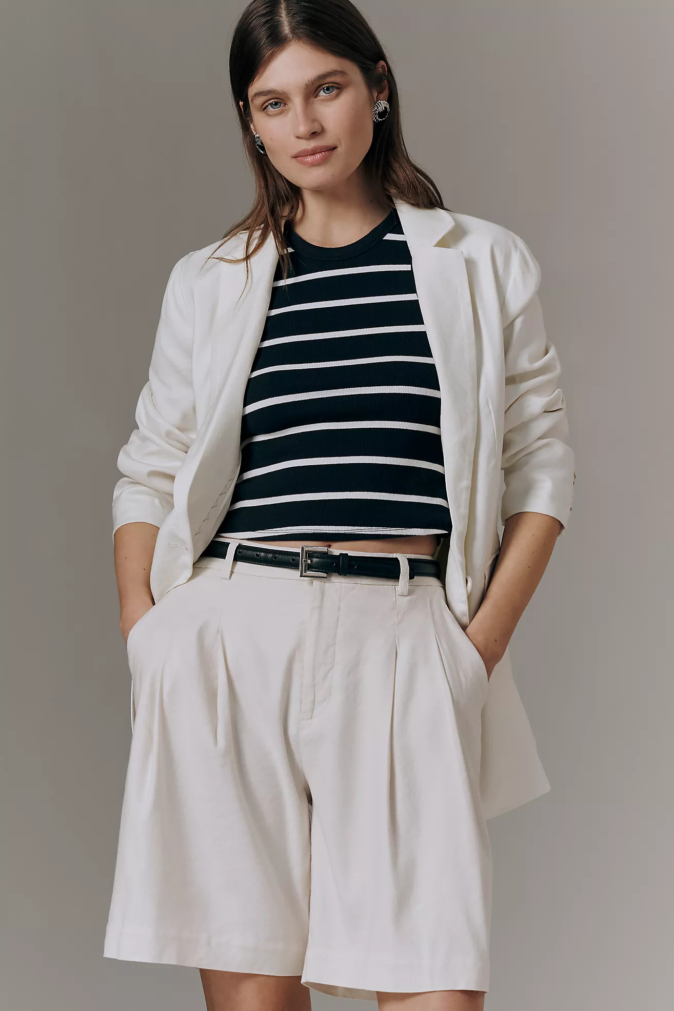 Avery European Linen Stretch Pleated Shorts | Anthropologie (US)
