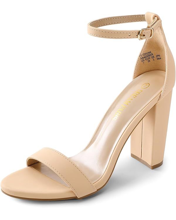 DREAM PAIRS Women's Hi-Chunk High Heel Pump Sandals | Amazon (US)