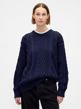 100% Cotton Oversized Cable-Knit Sweater | Gap (US)