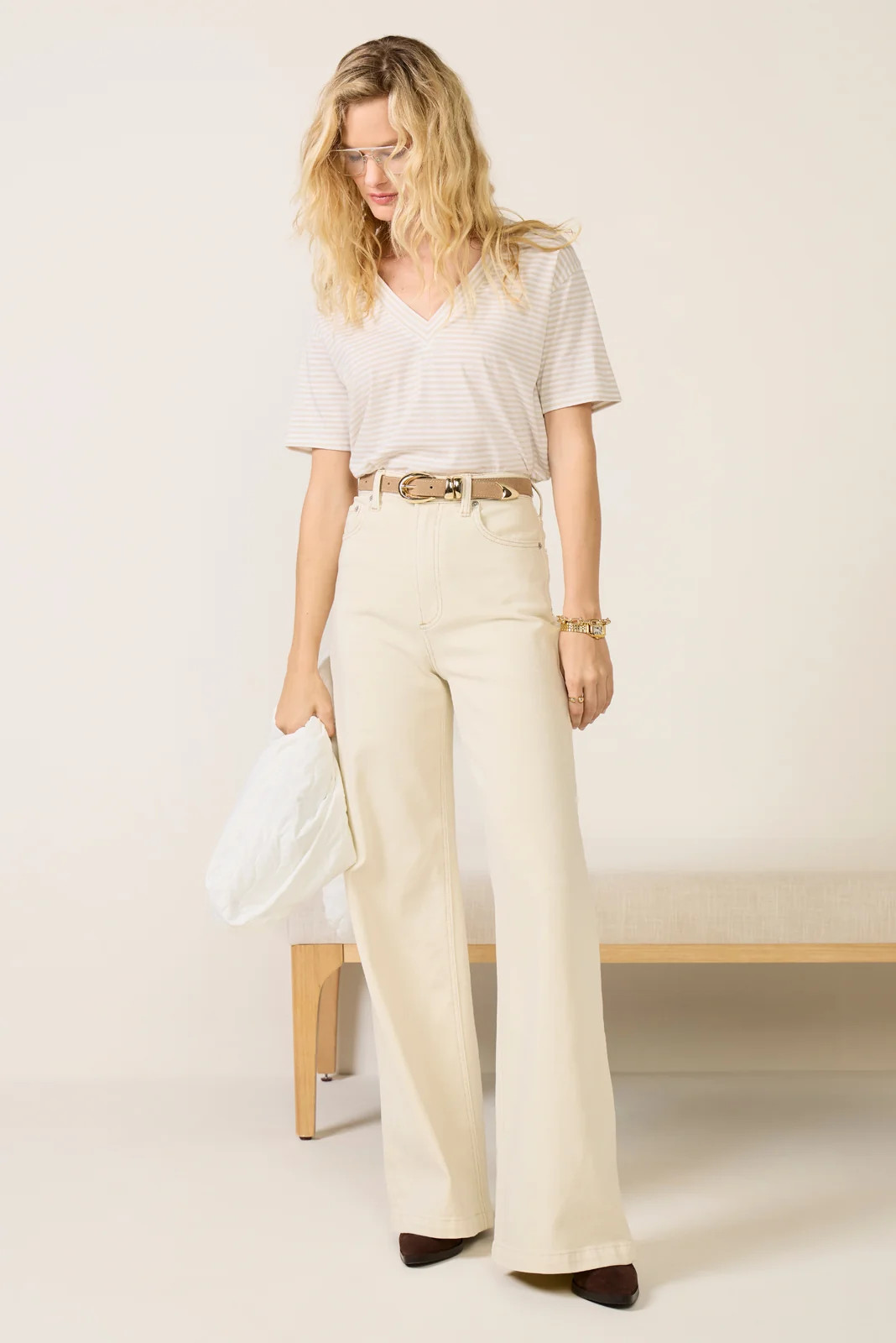 PISTOLA Women's Lana Wide Leg Jean, Size 32, White | Evereve