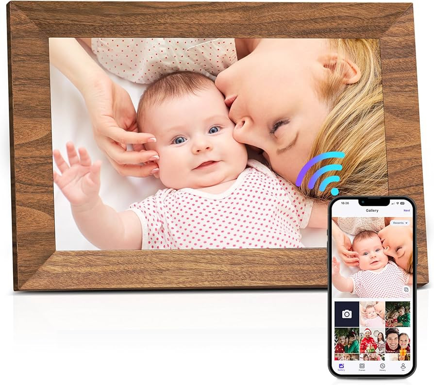 Uhale Digital Picture Frame 32GB Storage 10.1 Inch Wood WiFi Electronic Photo Frames SD Card Slot... | Amazon (US)