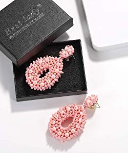 Statement Beaded Hoop Earrings - Fashion Bohemian Handmade Whimsical Drop Earrings for Women Jewe... | Amazon (US)