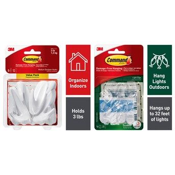 Command Holiday Decorating Kit (Command Clear Light Clips, Command Medium White Hooks with Strips... | Lowe's