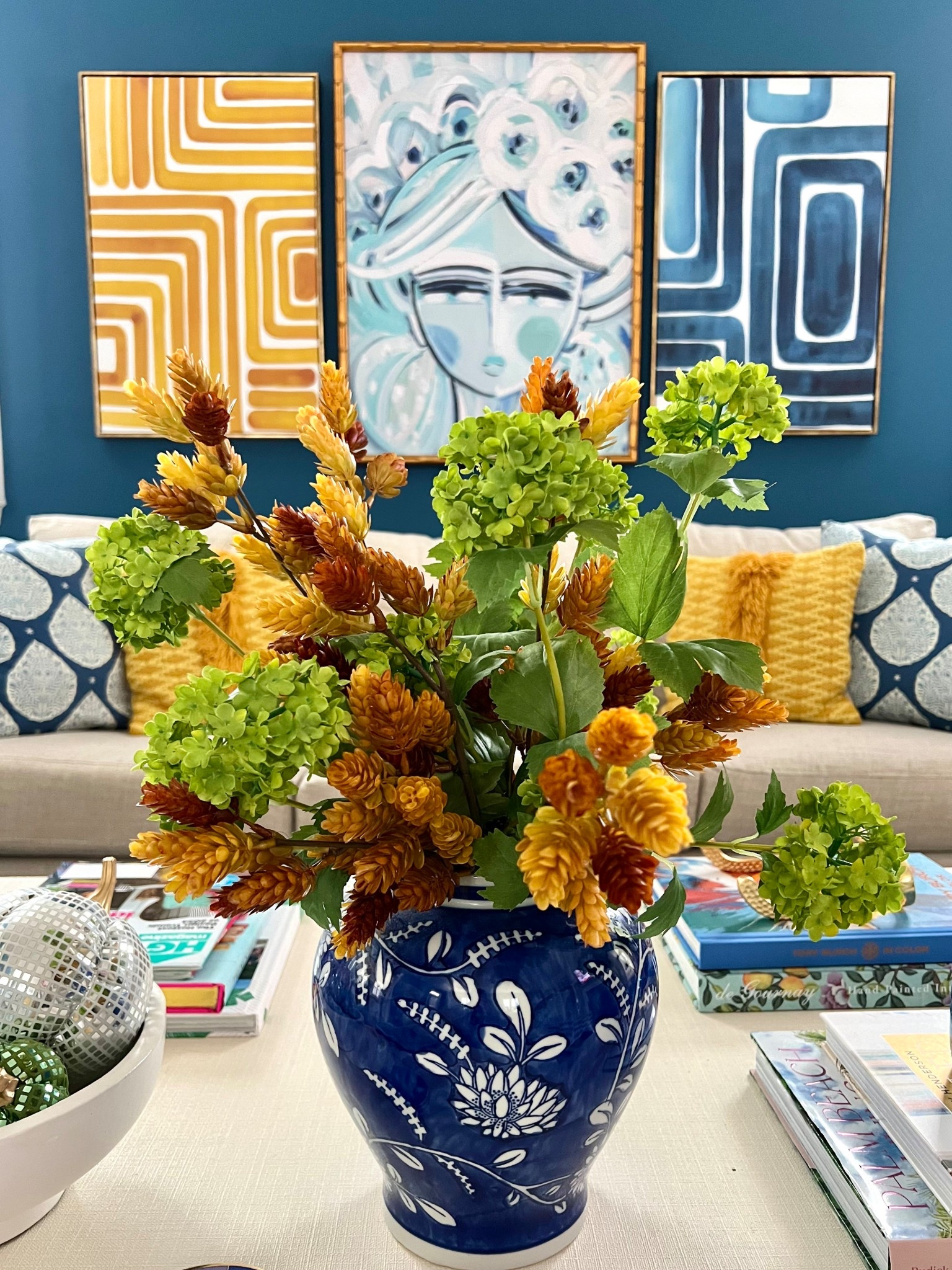 Living room decor, coffee table decor, fall home decor, colorful home 💙💛

#LTKSeasonal #LTKHome #LTKStyleTip
