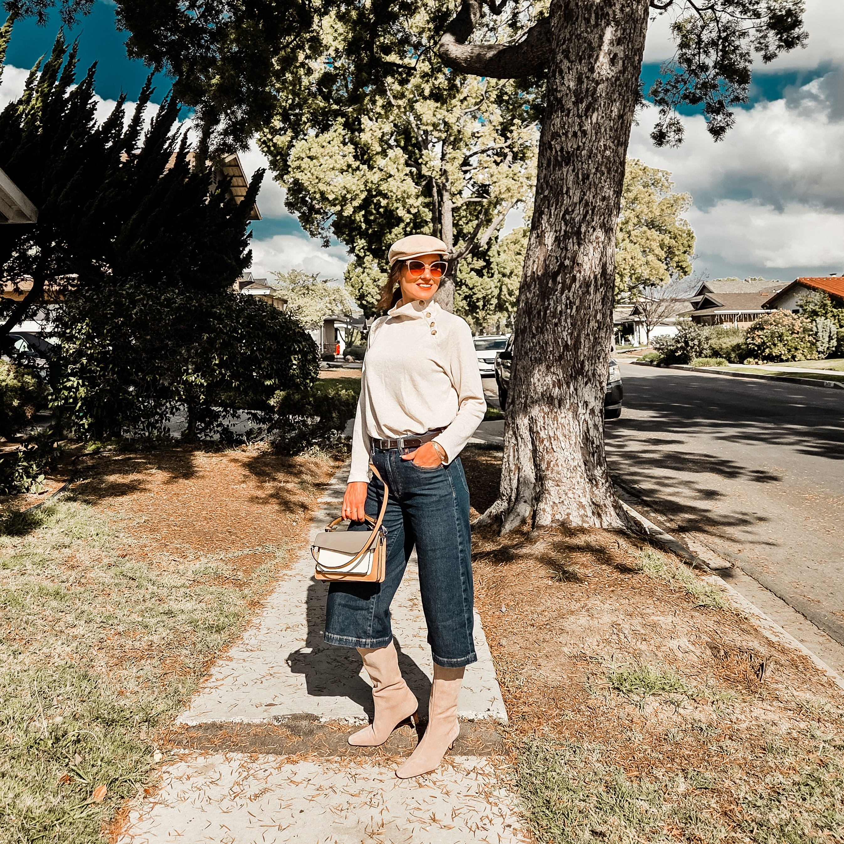 These kilometers denim shorts unexpectedly stole my heart! Newsboy hat, button detail sweater, and boots complete the look beautifully! 🫶🏼🤍👖

#LTKootd #LTKOver40 #LTKmomlife