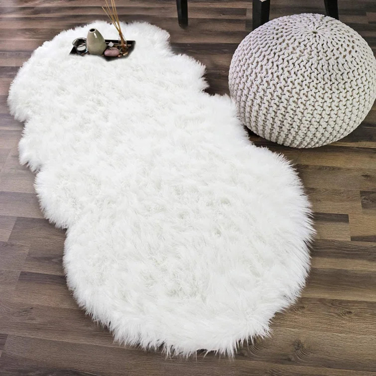 Pinckney Faux Sheepskin White Rug | Wayfair North America