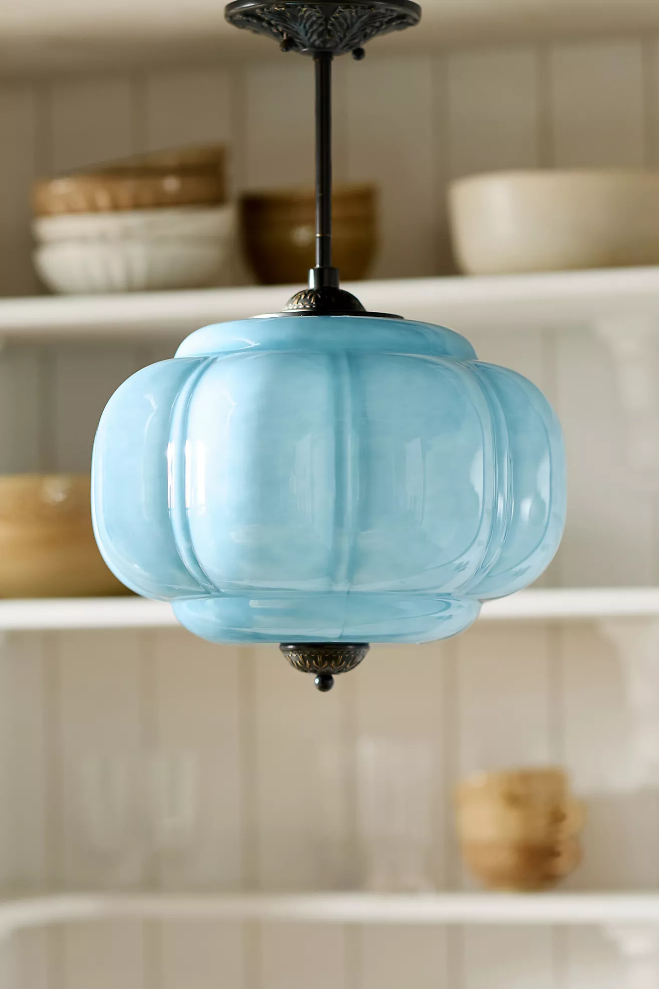 Eloise Milk Glass Scalloped Semi-Flush Mount Light | Anthropologie (US)