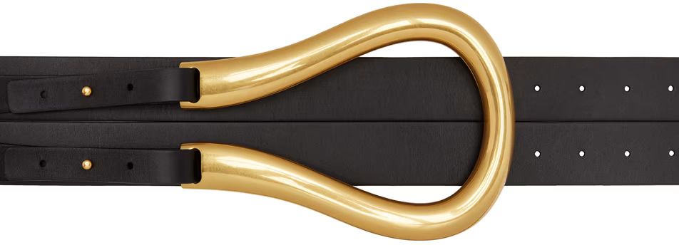 Black & Gold Large Horseshoe Buckle Belt | SSENSE