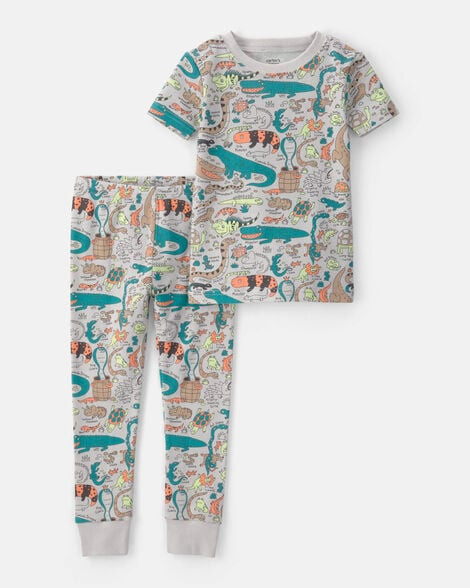 Toddler Boy Alligator 100% Cotton Snug Fit 2-Piece Pajama Set - Grey | Carter's | Carter's Inc