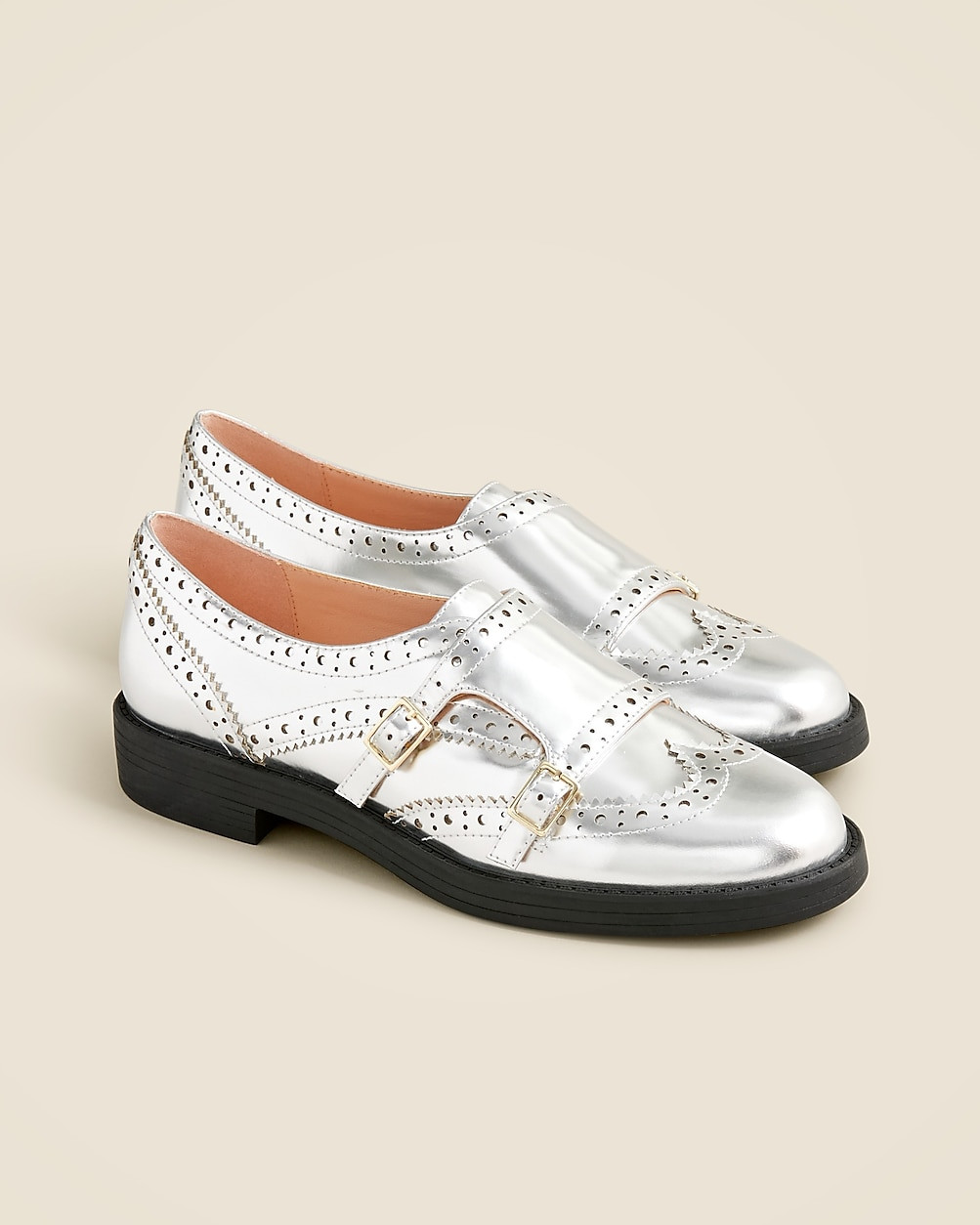 Monk-strap shoes in metallic leather | J. Crew US