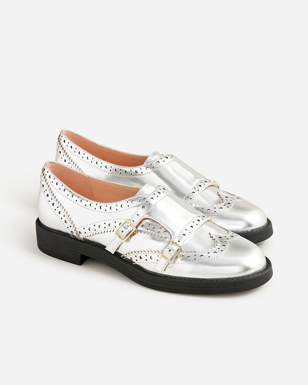 Monk-strap shoes in metallic leather | J. Crew US