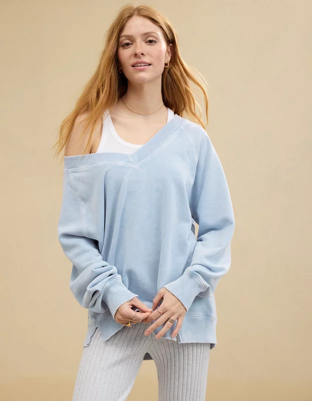 Aerie Downtime V-Neck Sweatshirt | Aerie