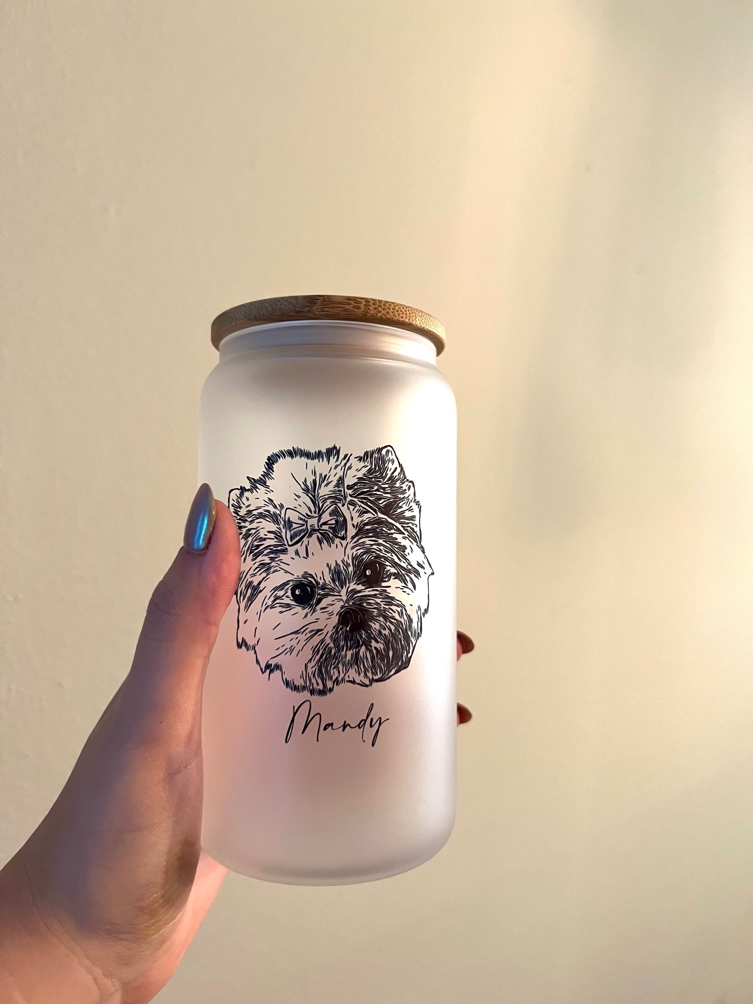 Send them a photo and they'll make a custom frosted cup for you! 