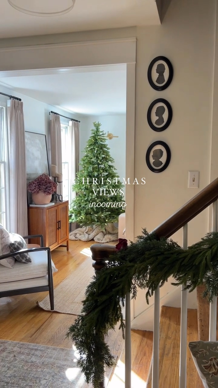 Christmas views! King of Christmas alpine fir. Neutral organic modern living space. Earthy. 