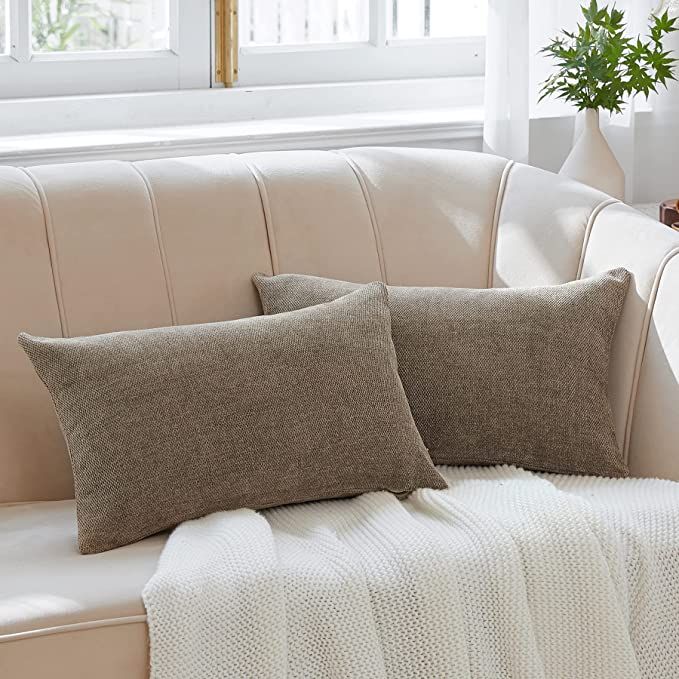 Anickal Lumbar Brown Pillow Covers 12x20 Inch Set of 2 Decorative Accent Throw Pillow Covers Cush... | Amazon (US)