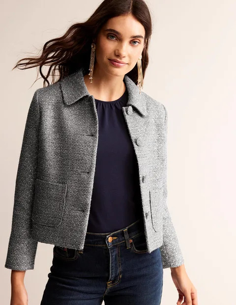 Rye Metallic Jacket - Silver Metallic | Boden (UK & IE)