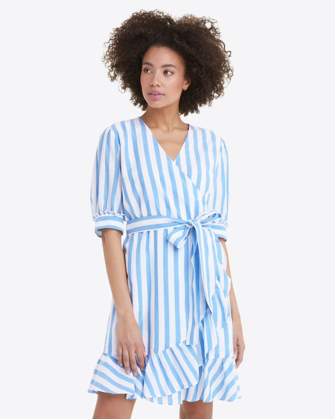 Reba Wrap Dress in Awning Stripe | Draper James (US)