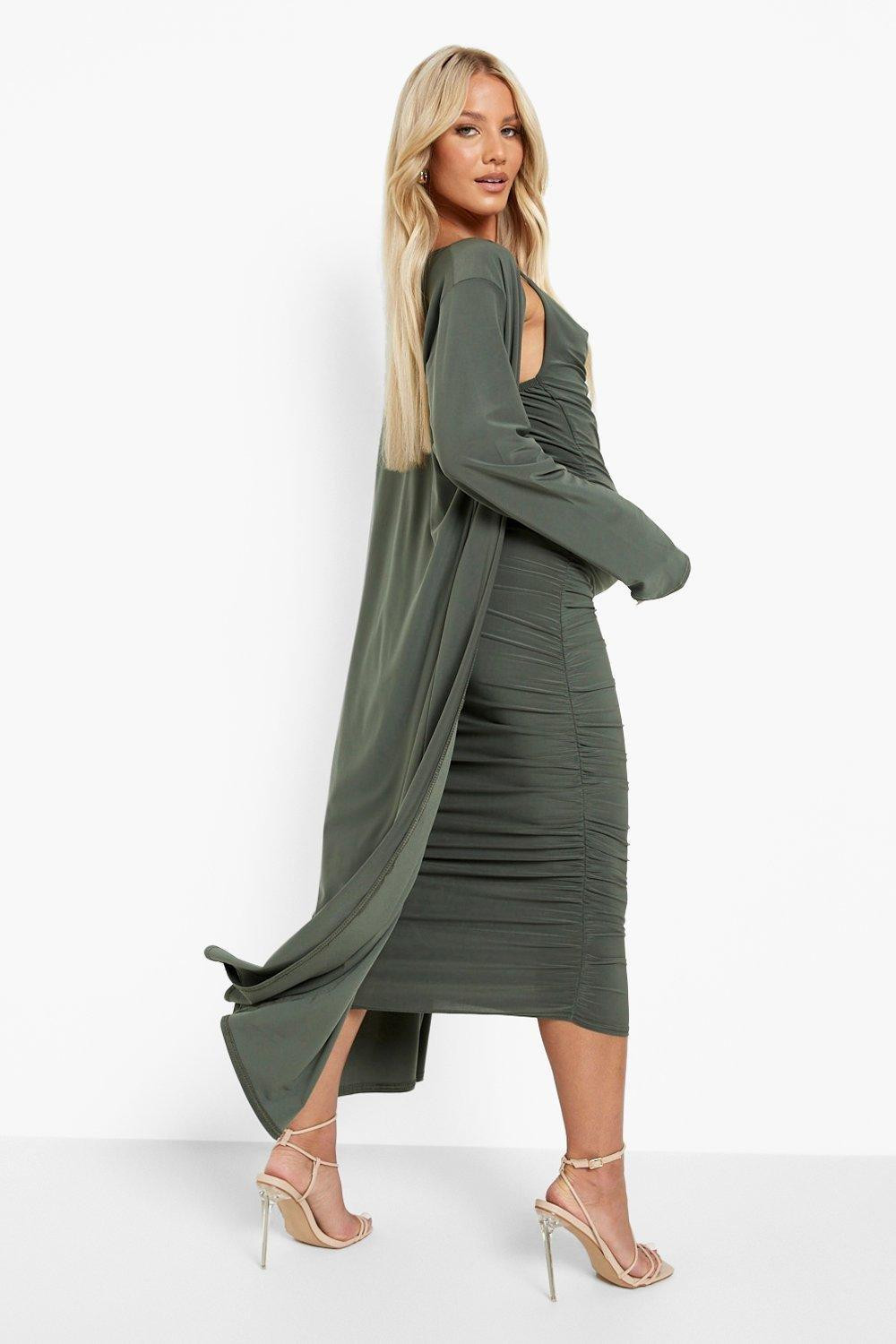 Maternity Strappy Cowl Neck Dress And Duster Coat | Boohoo.com (US & CA)