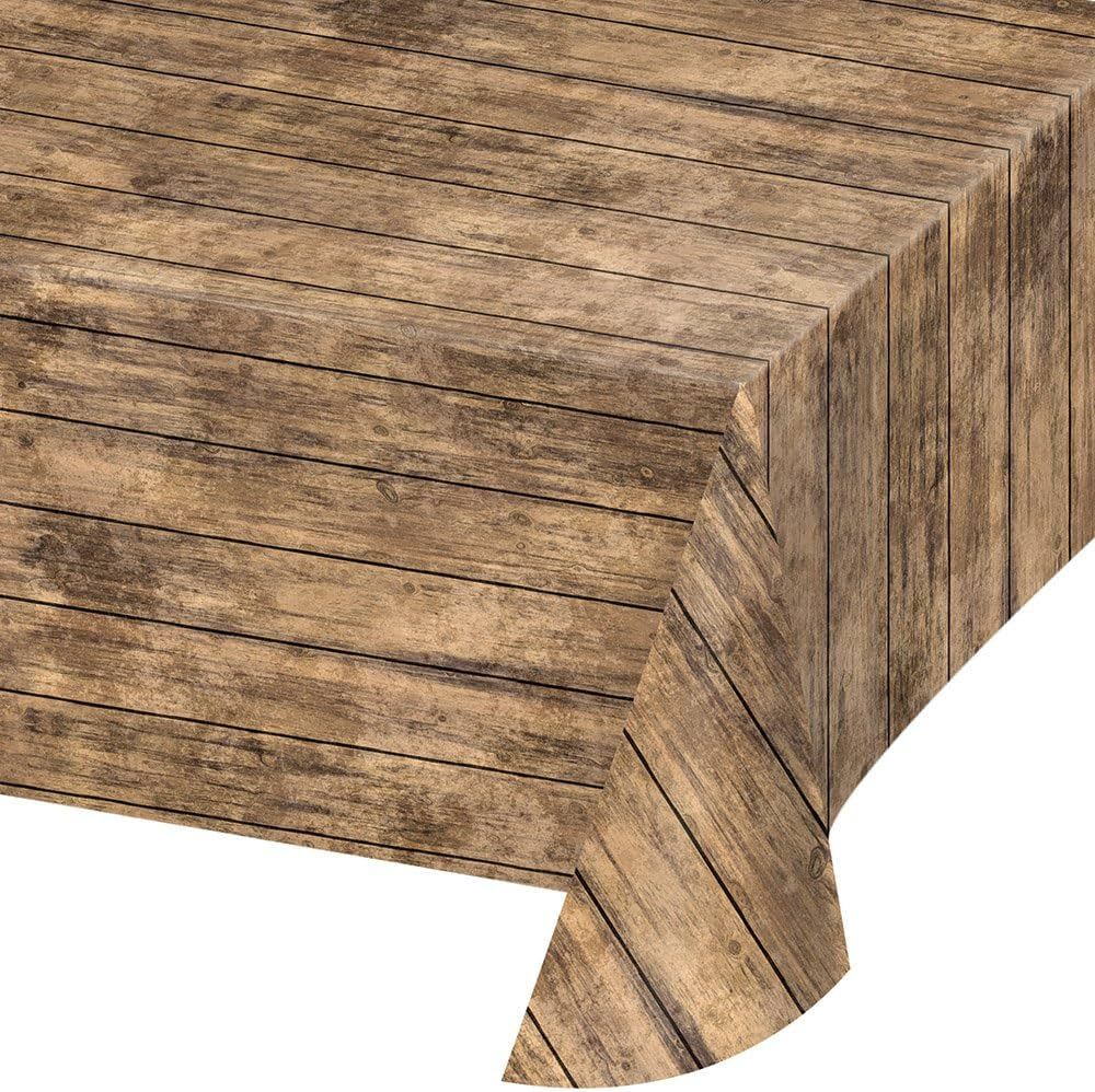 Creative Converting TABLECOVER PL 54" X 108" AOP BROWN Wood Grain Design Plastic Tablecloth, 54 x... | Amazon (US)