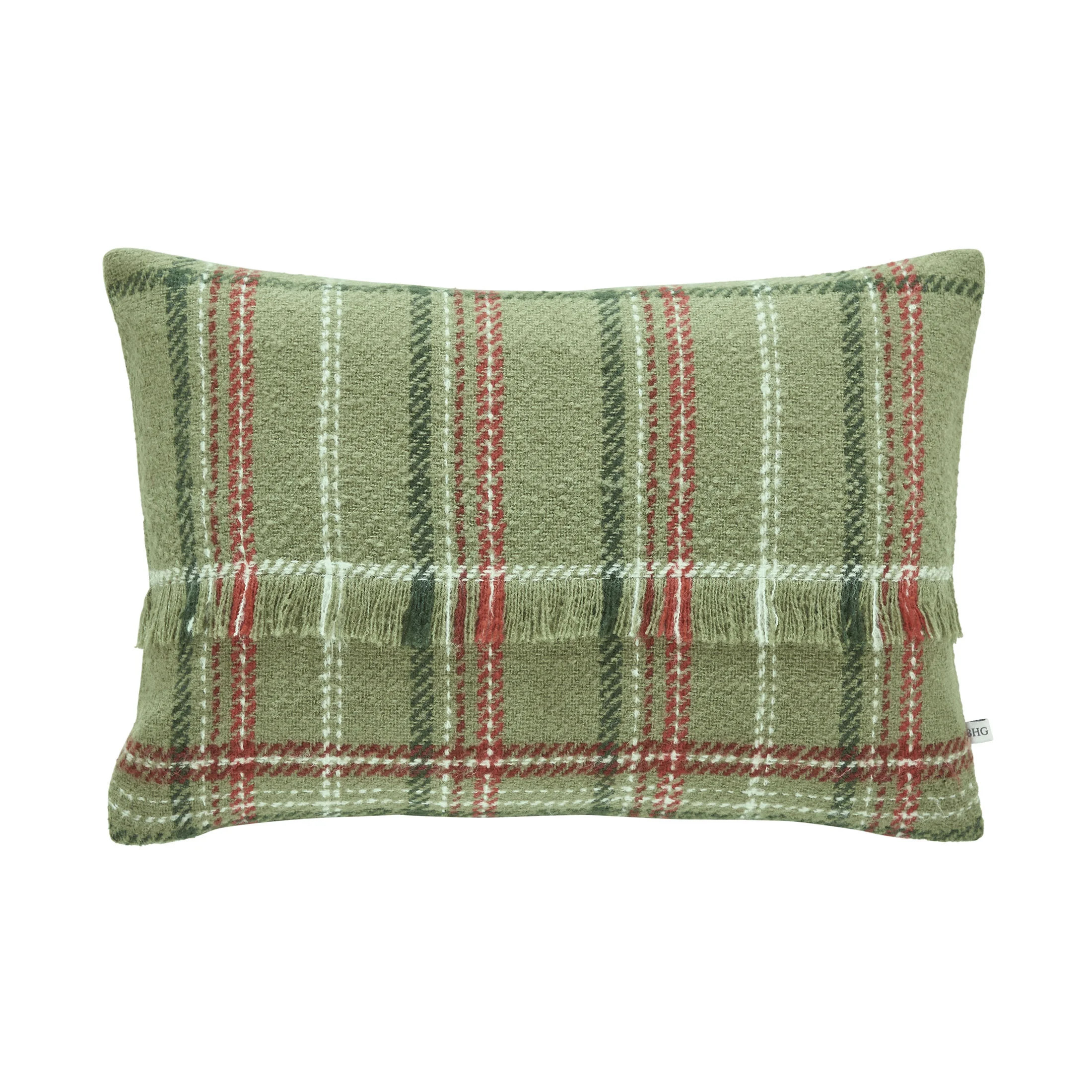 Better Homes & Gardens 14" x 20" Green Mohair Plaid Holiday Decorative Pillow - Walmart.com | Walmart (US)