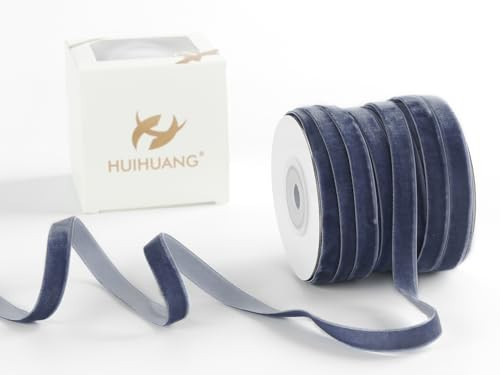 HUIHUANG Blue Velvet Ribbon 3/8 inch x 25 Yards Single Face Vintage Velvet Ribbon for Gift Wrapping, Christmas Tree Ornaments, Wreath Decor, Invitations, Hair Bows, Flower Bouquet, Home Decor | Amazon (US)