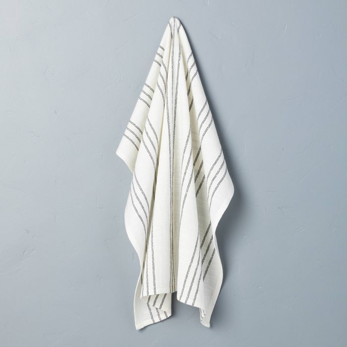 Stripe Flour Sack Kitchen Towel Sour Cream/Railroad Gray - Hearth & Hand™ with Magnolia | Target