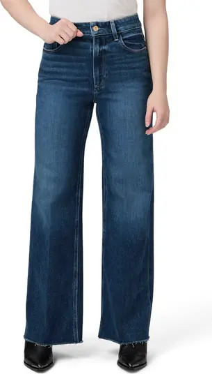 Anessa High Waist Raw Hem Wide Leg Ankle Jeans | Nordstrom