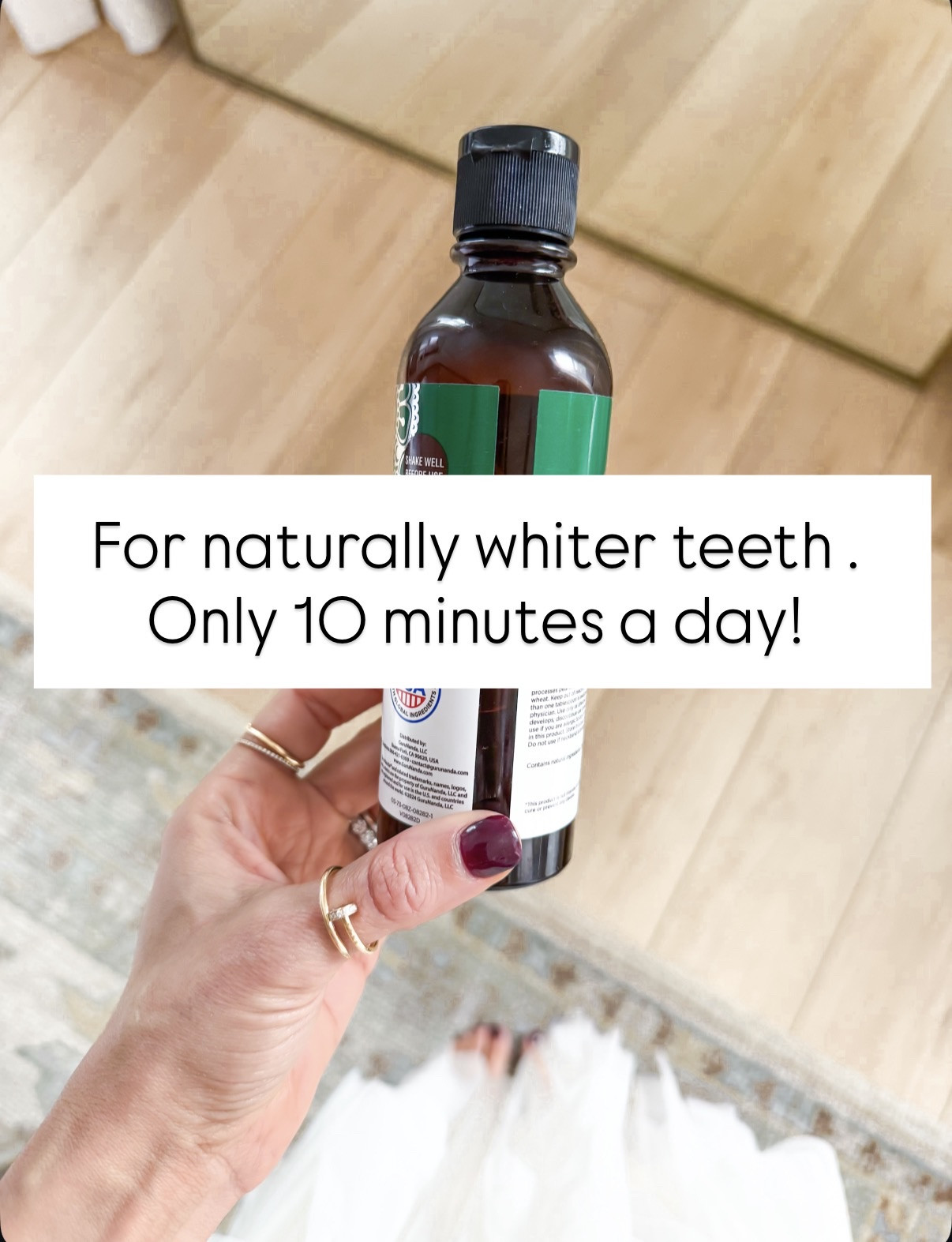 Oil pulling for naturally whiter teeth, better oral health, and fresher breath. I swish around in my mouth for 10 minutes and then spit in the trash can and follow up with mouthwash and brushing my teeth.

#LTKmorningroutine #LTKBeauty #LTKselfcare
