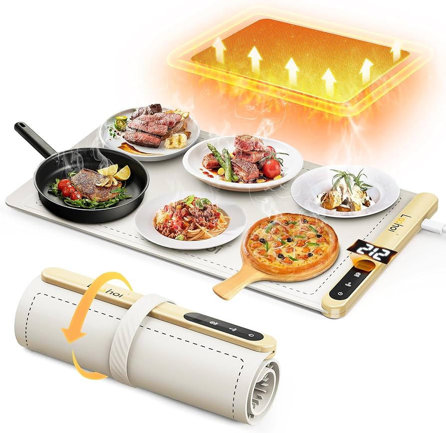 Food Warming Mat,Full Surface Heating Electric Warming Tray with 6 Temperature Settings & Fast He... | Amazon (US)