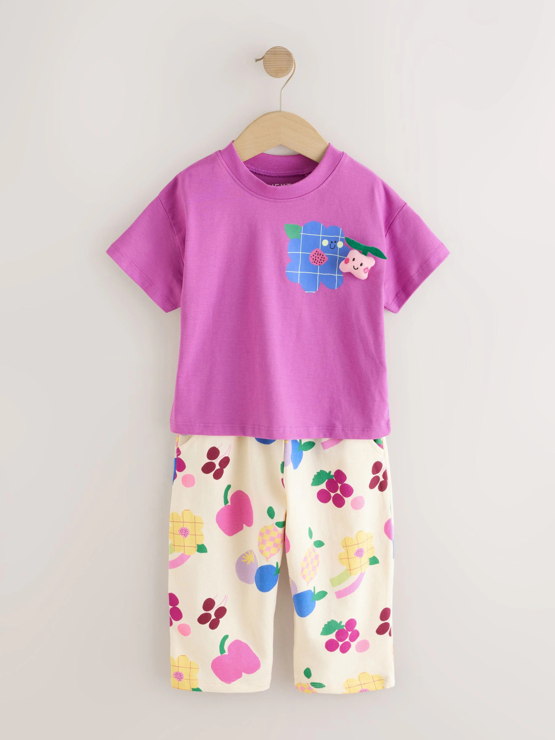 next Purple Short Sleeve T-Shirt and Barrel Trousers Set (3mths-7yrs) | Next US