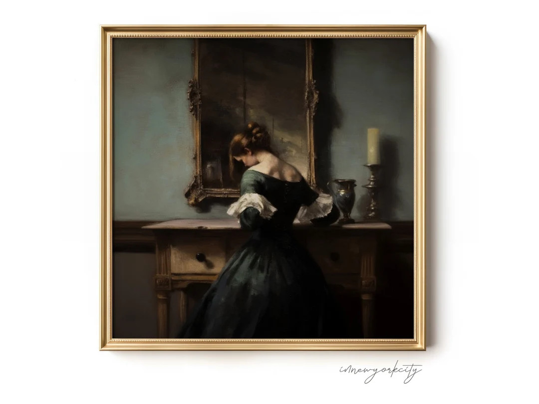 Woman With a Secret Moody Portrait Painting, Vintage European Decor, Antique Farmhouse Print, Pri... | Etsy (US)