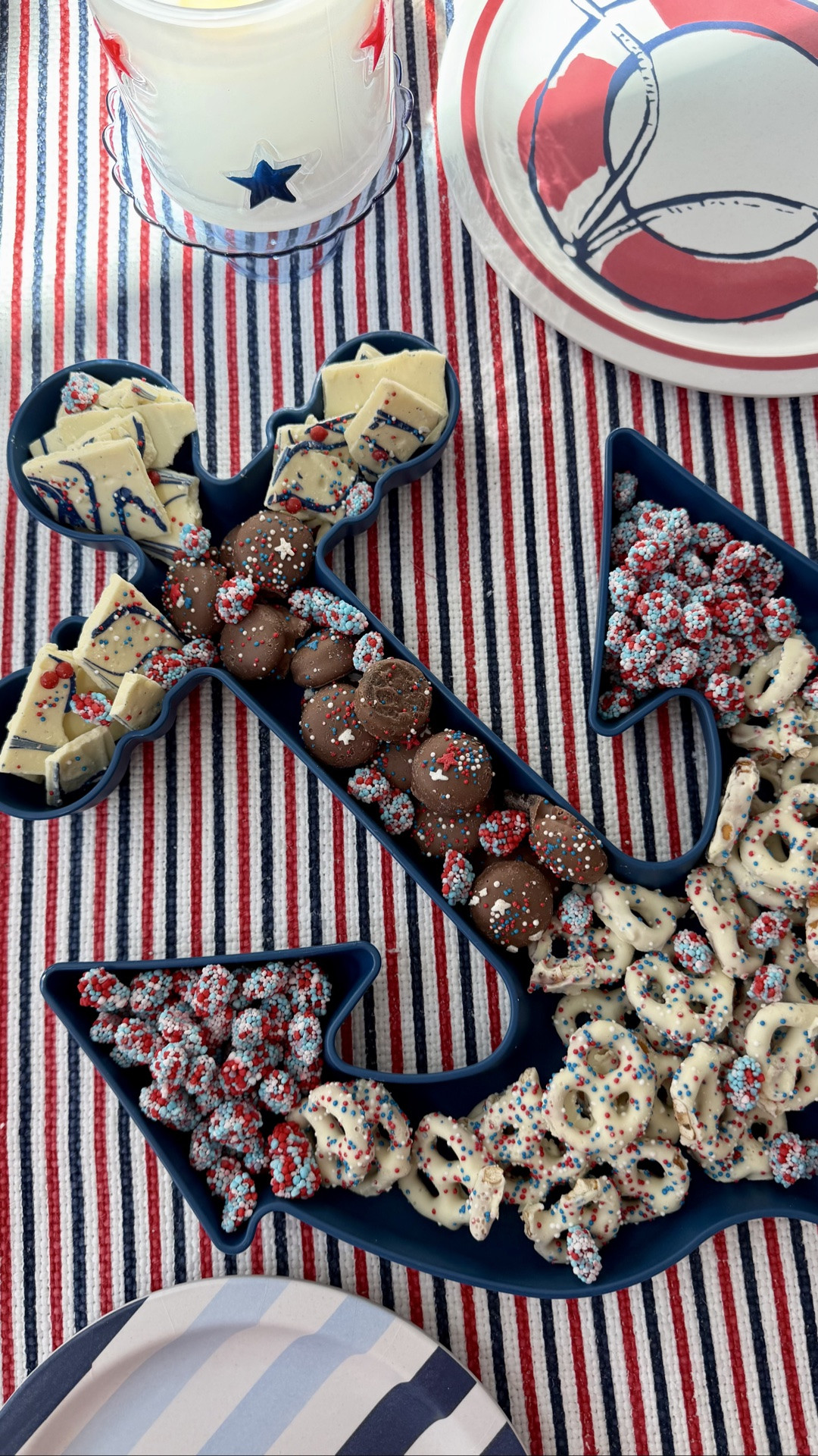The cutest tablescape 4th of July centerpiece! How perfect is this anchor serving tray! Set on your counter top for the perfect hosting hour. Cutest Coastal vibe!

#LTKfoodie #LTKSeasonal #LTKHome