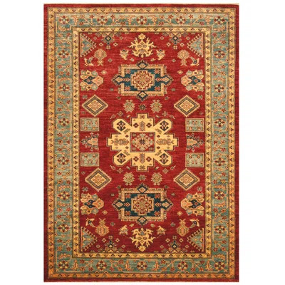 One-of-a-Kind Jevon Hand-Knotted Red/Blue 5'7" x 8' Wool Area Rug | Wayfair North America