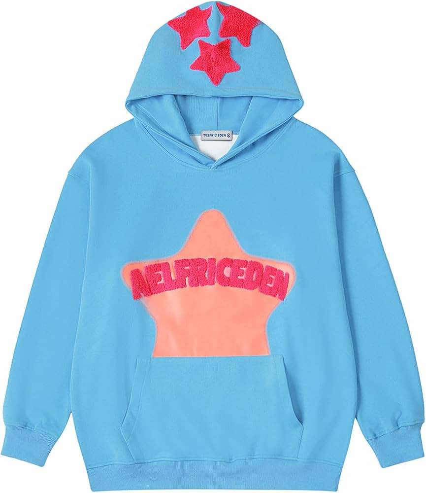Aelfric Eden Womens Graphic Hoodies Pink Star Print Hoodie Unisex Oversized Hoodies Long Sleeve P... | Amazon (US)