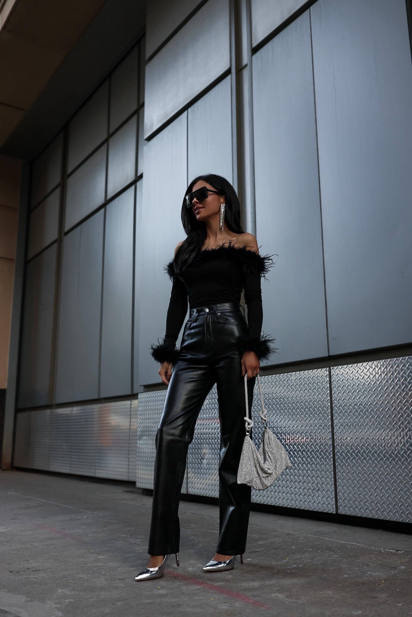 Holiday outfit ideas
Fur trim sweater linking similar
Faux leather pants
Silver pumps
Rhinestone handbag 



#LTKFindsUnder100 #LTKHoliday #LTKootd
