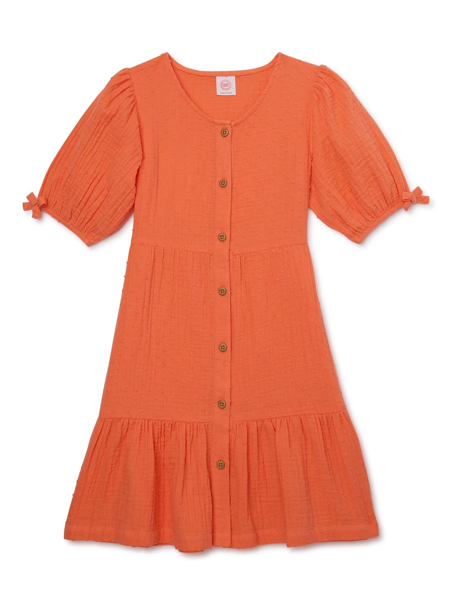 Wonder Nation Girls Woven Button Down Dress with Ruffle Hem, Sizes 4-18 - Walmart.com | Walmart (US)