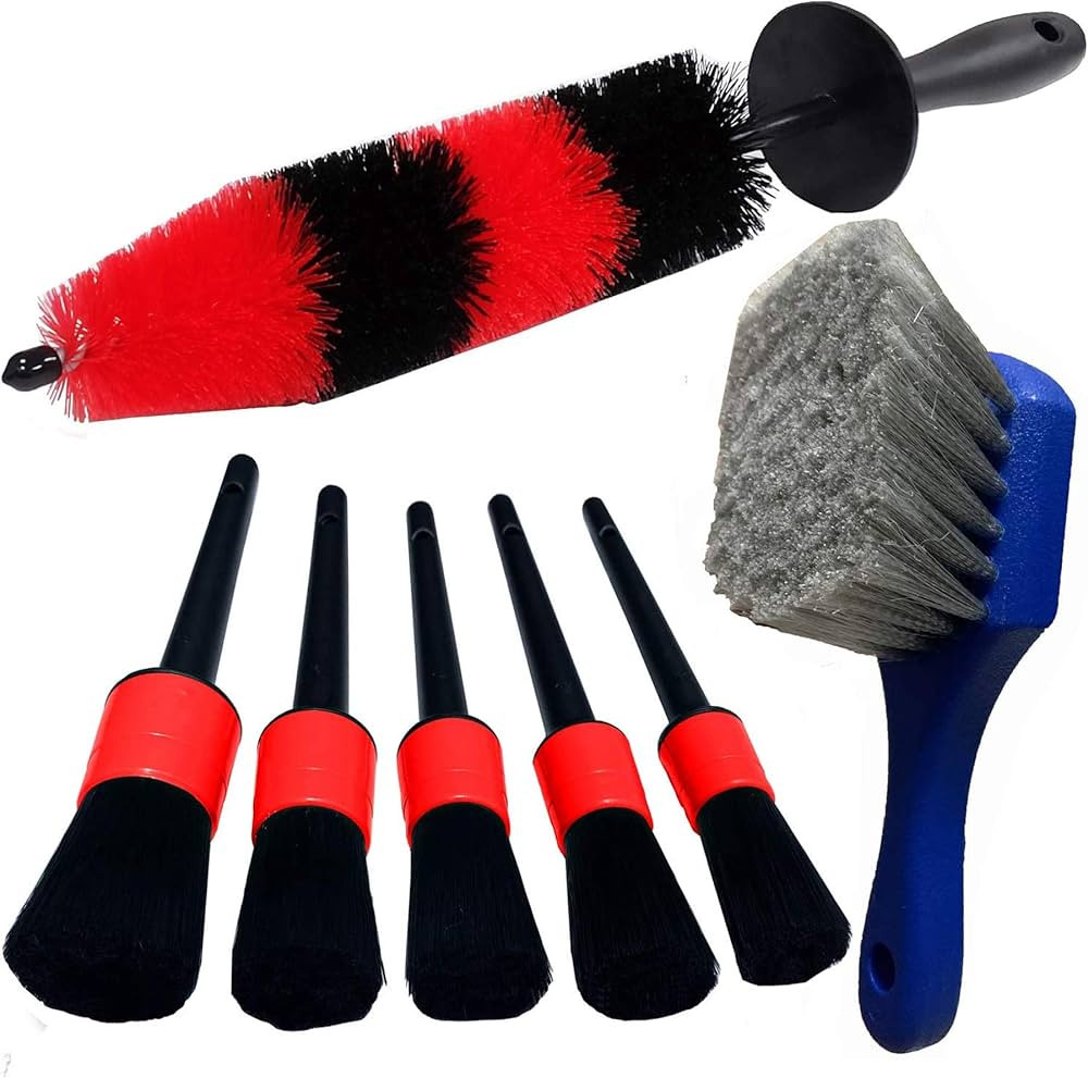 LUCKLYJONE 7Pcs Wheel & Tire Brush, car Detailing kit, 17inch Long Soft Wheel Brush 5 car wash De... | Amazon (US)