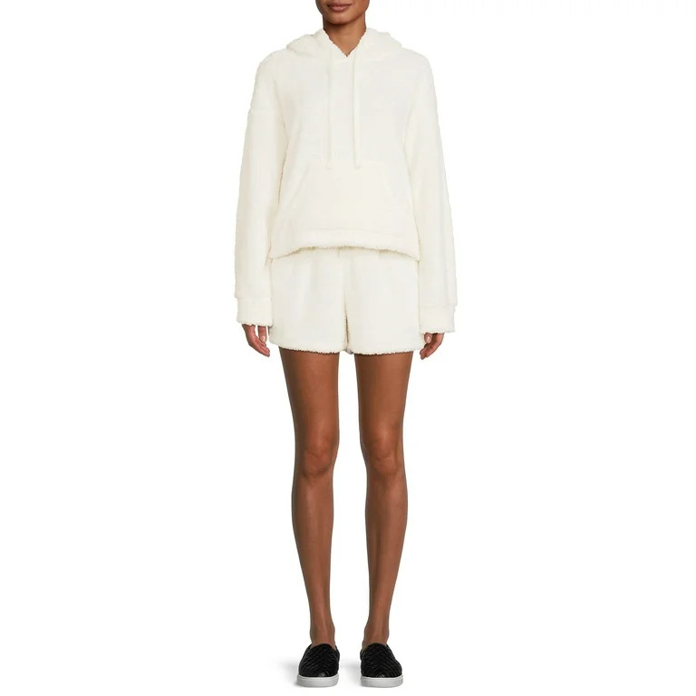 No Boundaries Juniors’ Faux Sherpa Shorts Set, 2-Piece | Walmart (US)