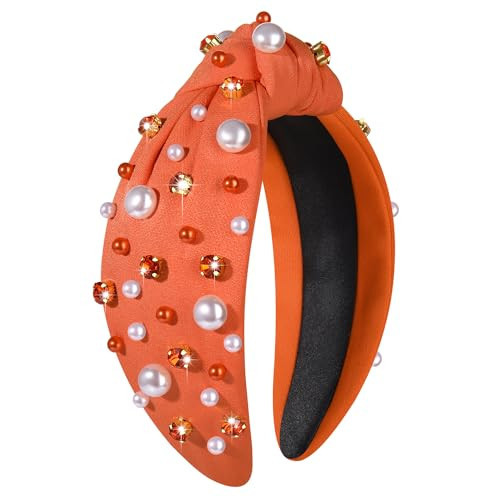 GLBCC Pearl Knotted Headband for Women Game Day Hair Accessories Pearl Rhinestone Jeweled Hairband | Amazon (US)