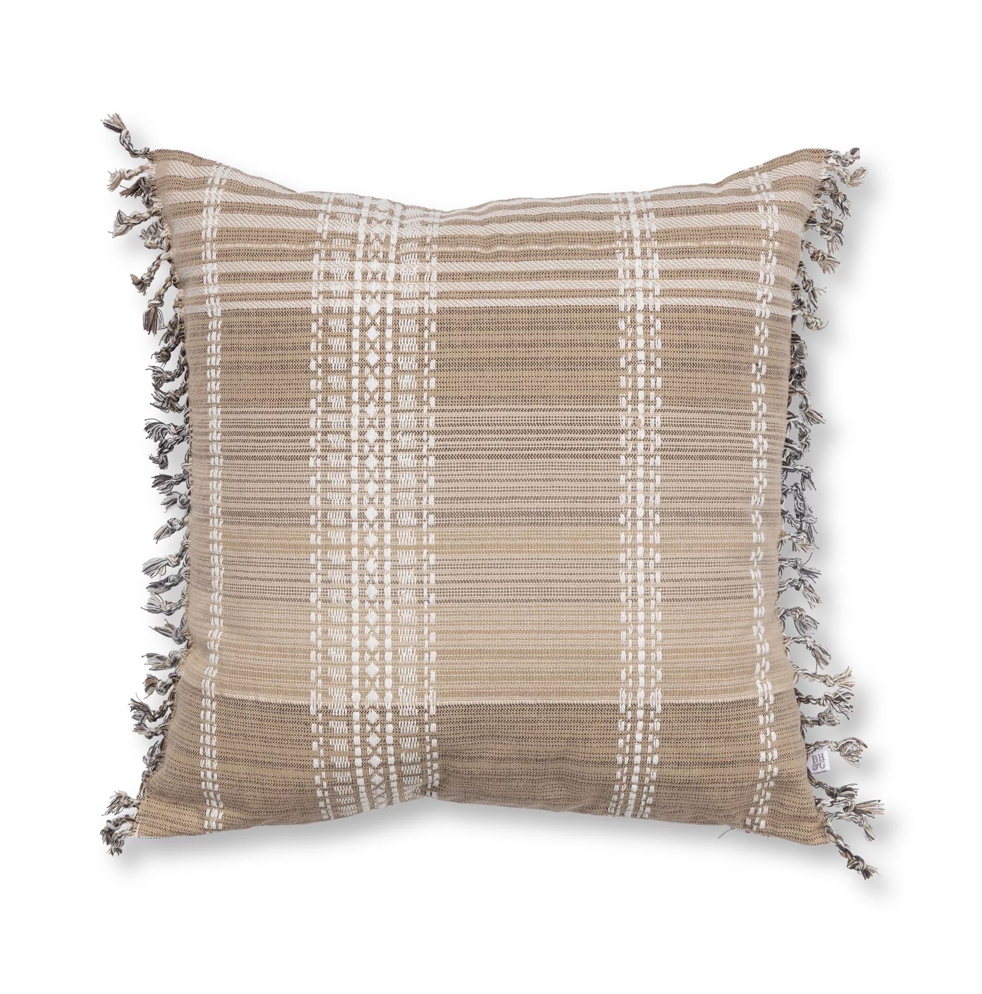 Better Homes & Gardens Decorative Throw Pillow, Reversible Plaid, Brown, 20" Square, Single Pillo... | Walmart (US)