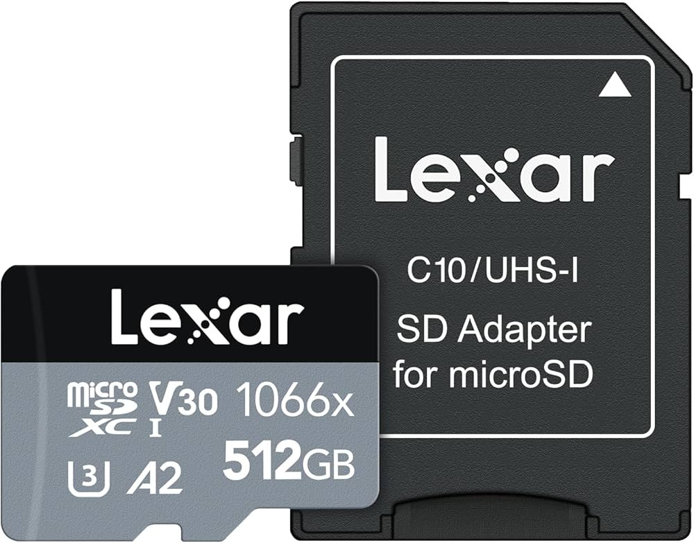 Lexar 512GB Professional 1066x micro SD Card w/ SD Adapter, UHS-I, U3, V30, A2, Full HD, 4K, Up t... | Amazon (US)