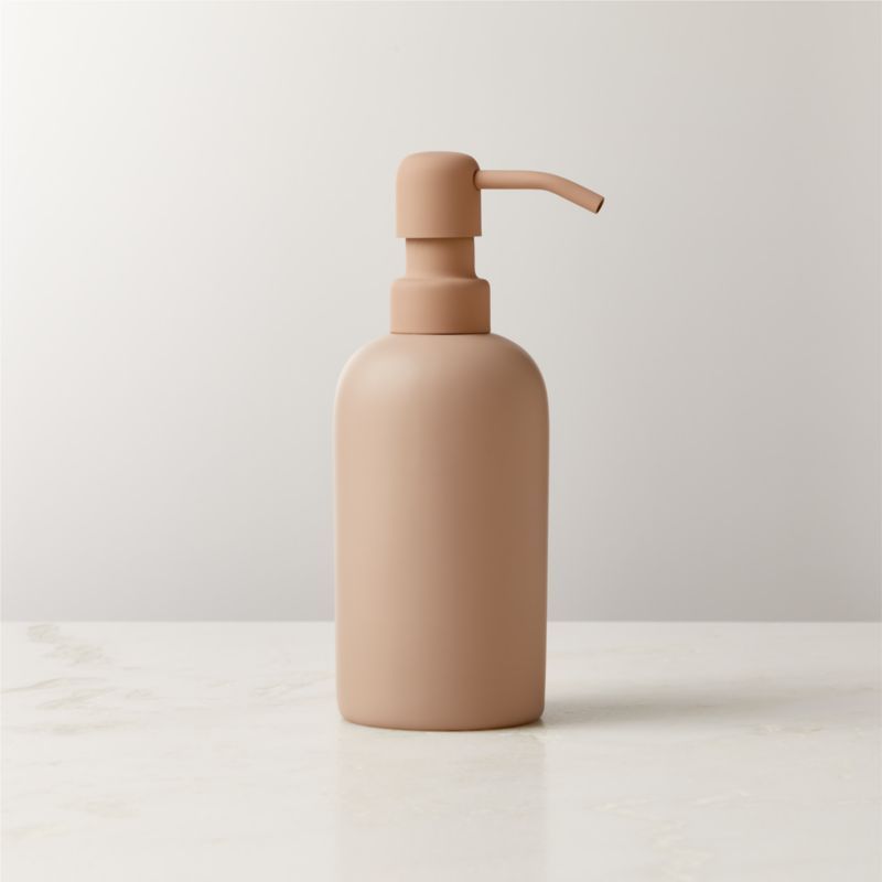 Modern Rubber-Coated Nude Soap Pump 8 oz | CB2 | CB2