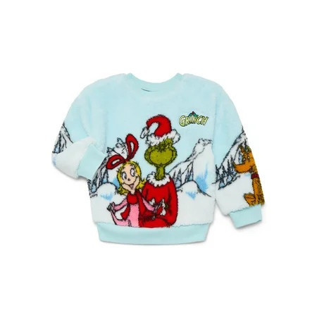 The Grinch Toddler Girls' Plush Faux Shearling Holiday Sweater, Sizes 12M-5T | Walmart (US)