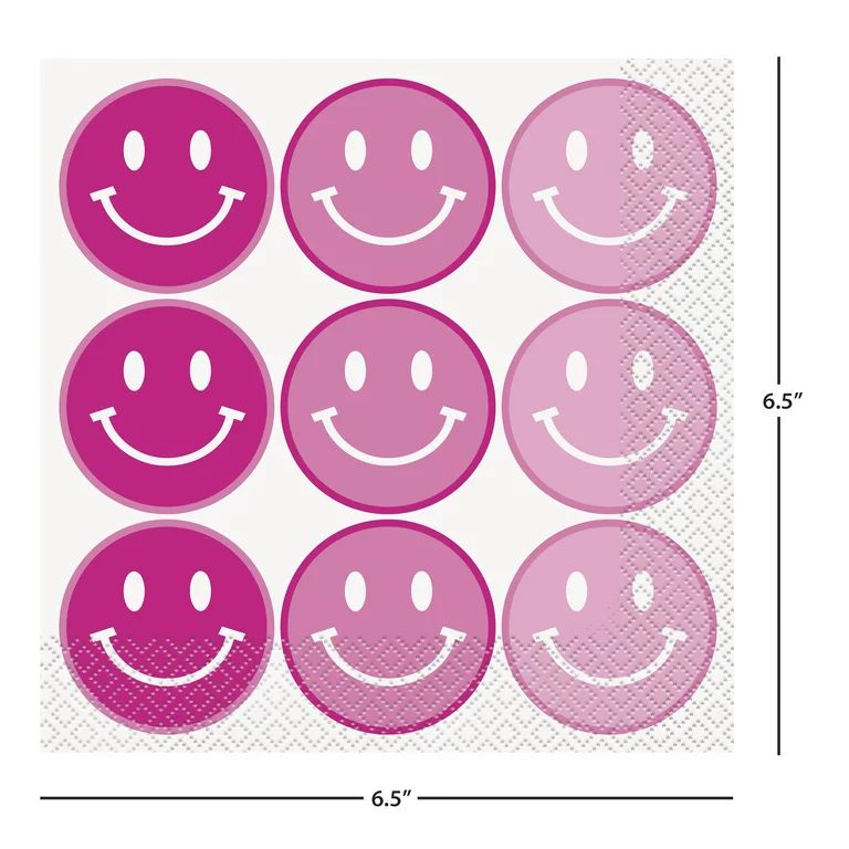 Way to Celebrate! Cheerful Pink Paper Luncheon Napkins, 6.5in, 20ct | Walmart (US)